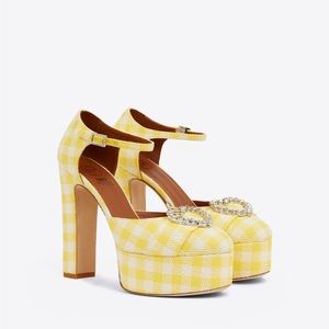 MALONE SOULIERS CAMILLE 130 Yellow Tweed Platforms